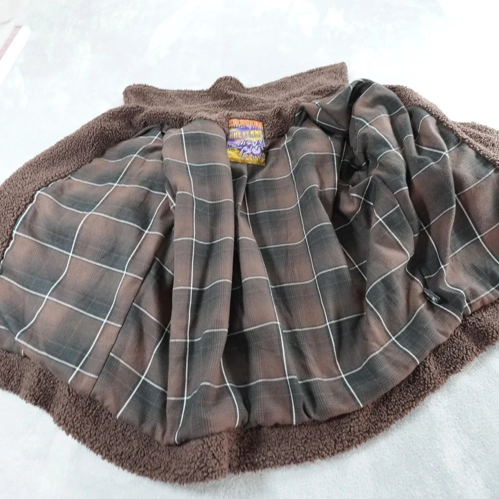 Dixxon Flannel Co Sherpa Jacket Mens L Brown Snap Flannel Lined Trucker Pockets - Picture 8 of 12